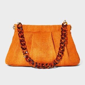 A New Day Orange Purse with Tortoise Chain